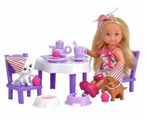 Кукла Еви с набором - День рождение питомцев, 12 см. (Simba, 5732831)